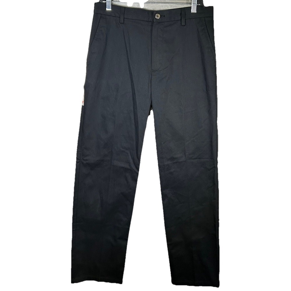 St Johns Bay Pants Mens 32X32 Black Classic Fit Pleated Front Pant Easy Care New